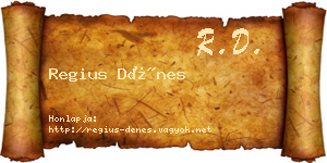 Regius Dénes névjegykártya